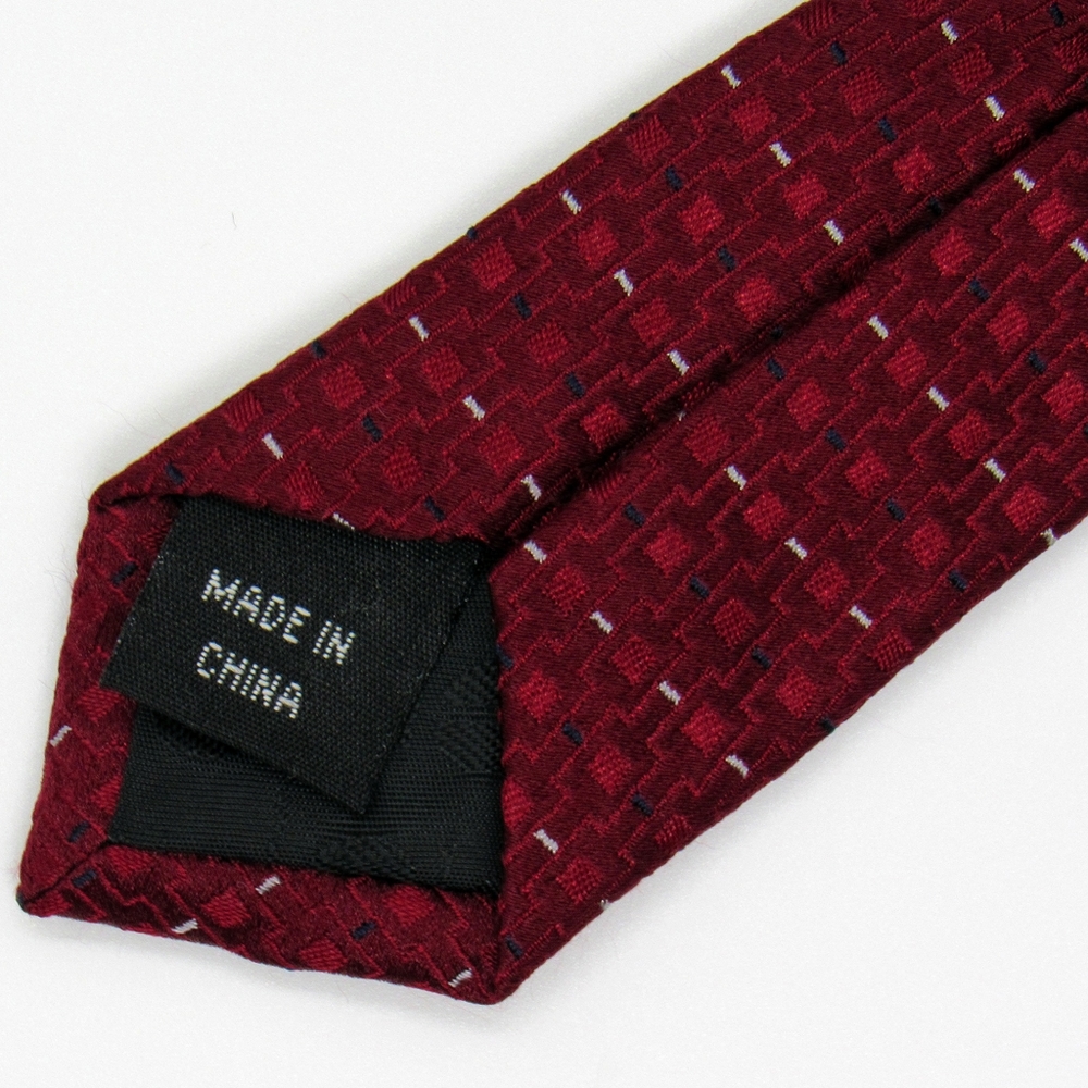 Perry Ellis Portfolio Mens Tie - Red w/Geometric - Picture 7 of 9